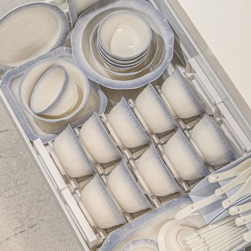 釉下彩餐具套装碗家用2025新款高颜值陶瓷碗盘筷碗具碗碟套装家用