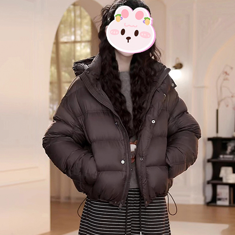 2025冬季新款保暖时尚棉服女韩系设计感立领连帽百搭气质棉衣外套