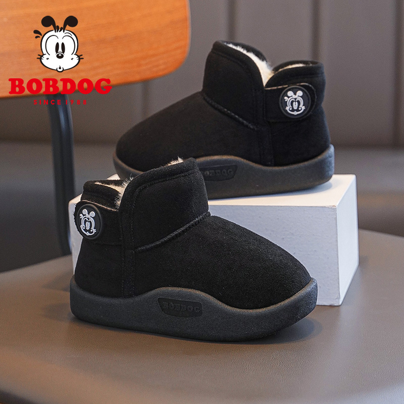 巴布豆童鞋男童鞋子儿童雪地靴冬季宝宝雪地学步鞋加绒加厚大棉鞋