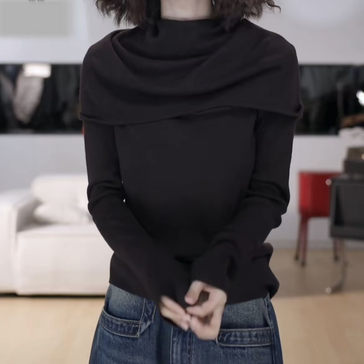 2025秋季新款韩版高级薄款长袖T恤设计师时尚修身显瘦百搭帽衫