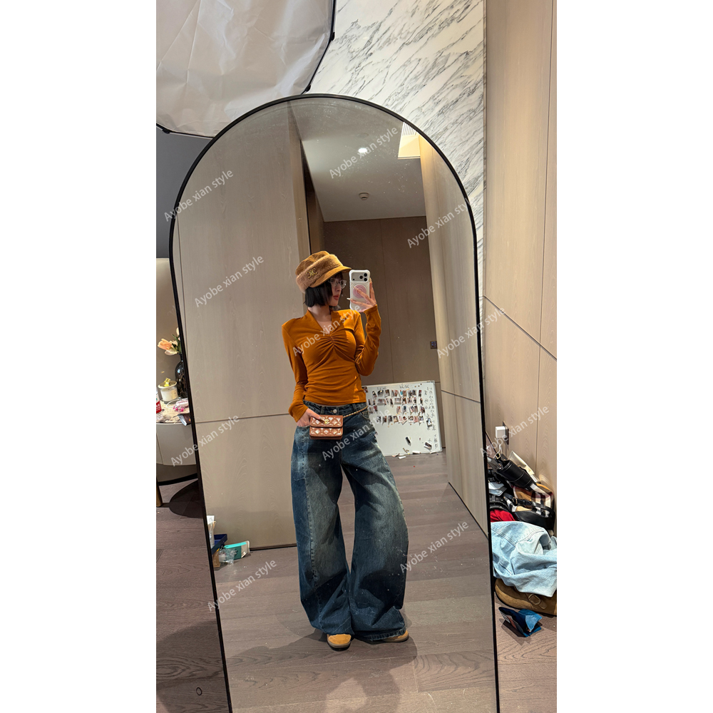 【AYOBE】小贤 12月20日10:00新品  千禧辣妹高街水洗牛仔弯刀长裤