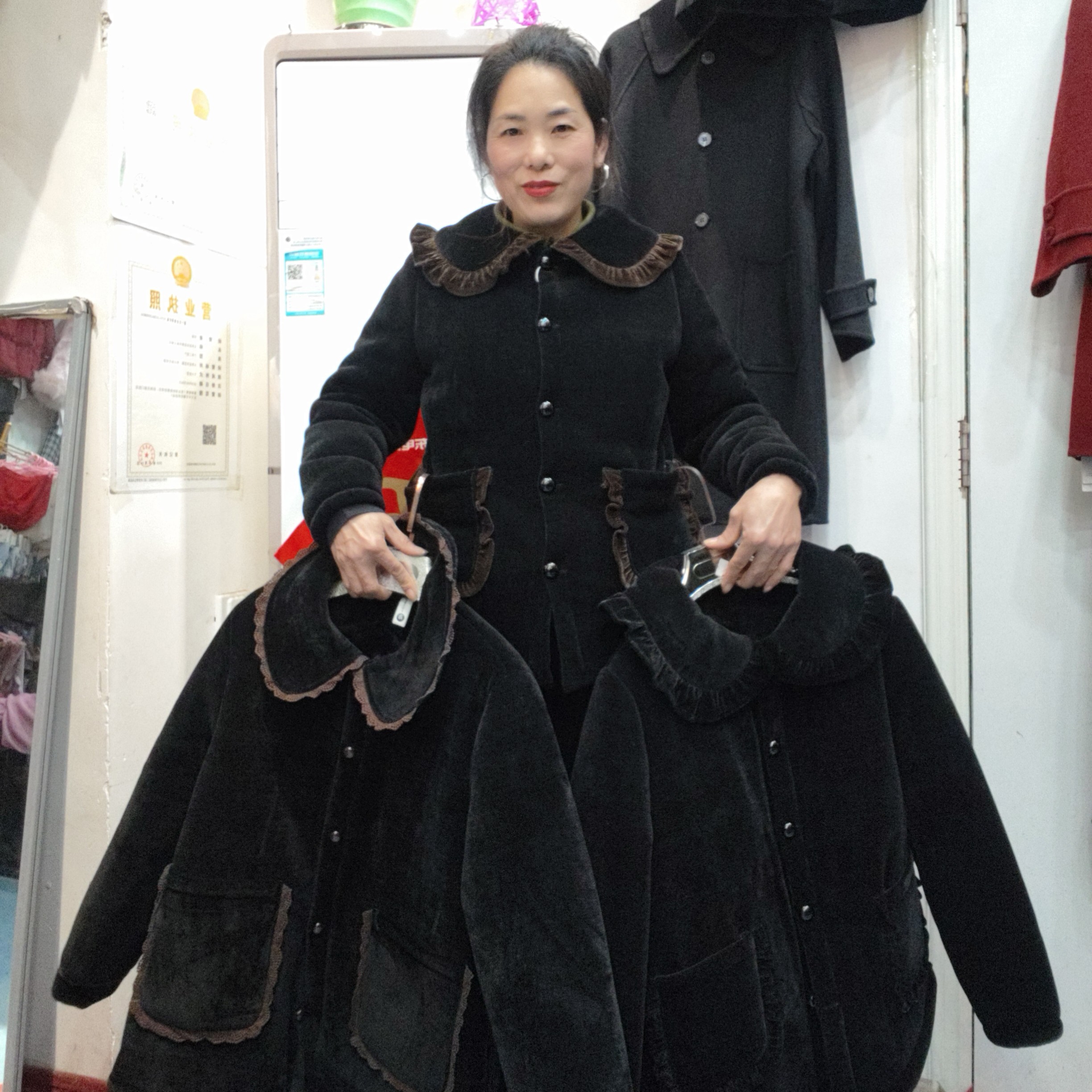 时尚冬季加绒加厚娃娃领可外穿家居服套装女士