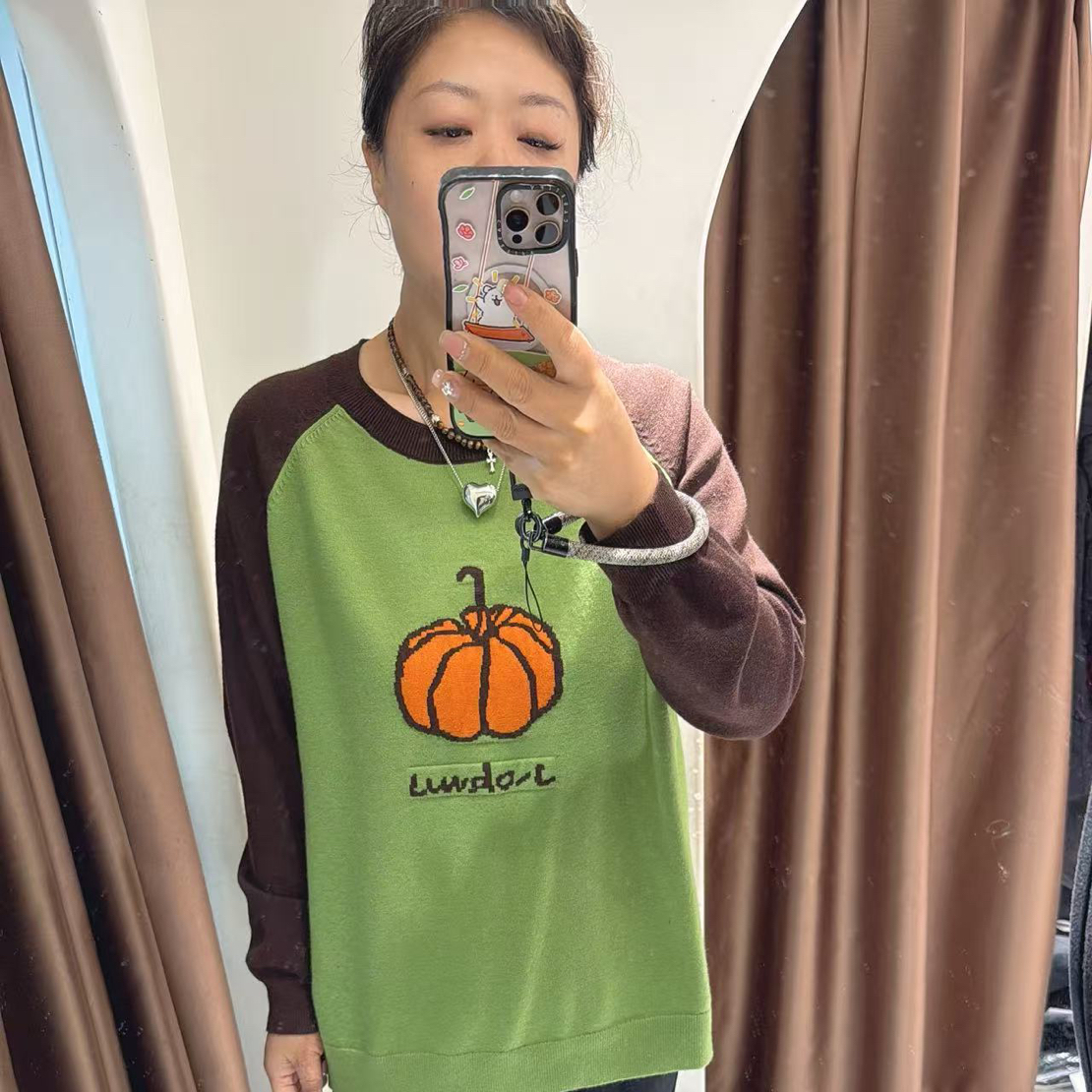敏敏家园大码女装NL23722南瓜针织衫