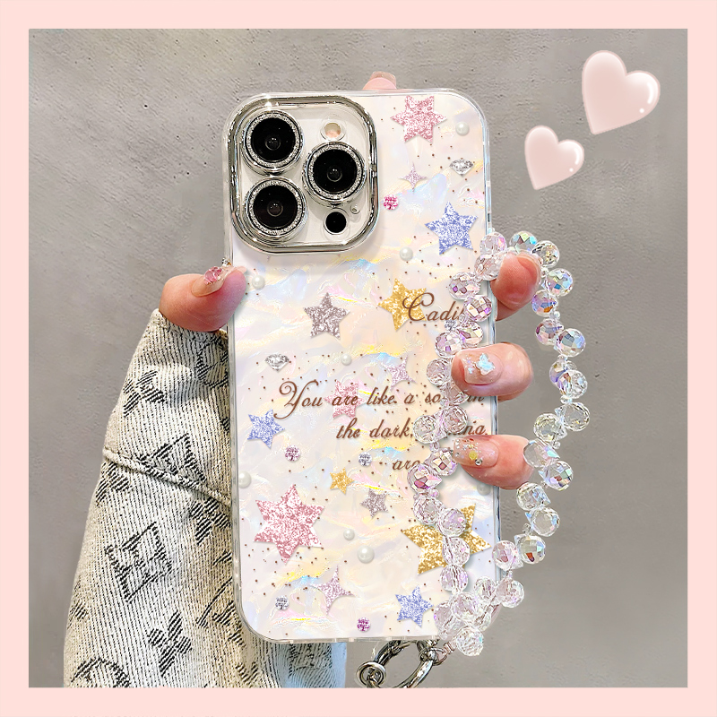 闪粉星星适用苹果15华为vivo/oppo小米iPhone16精孔贝壳纹手机壳