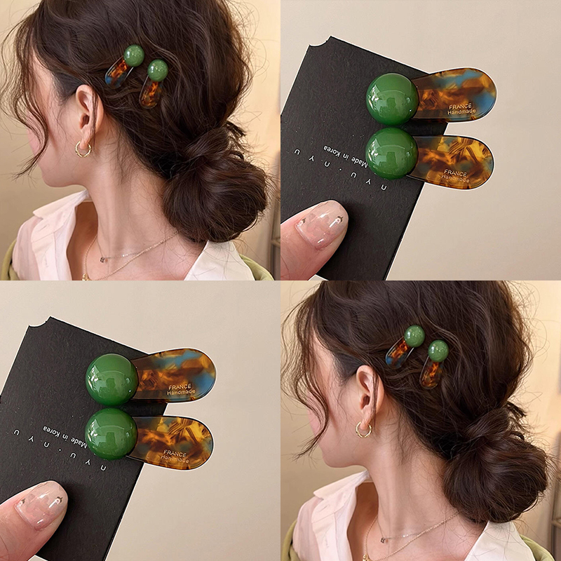 韩系圆珠发夹侧边夹2025新款前额刘海碎发夹高级感鸭嘴夹百搭发卡