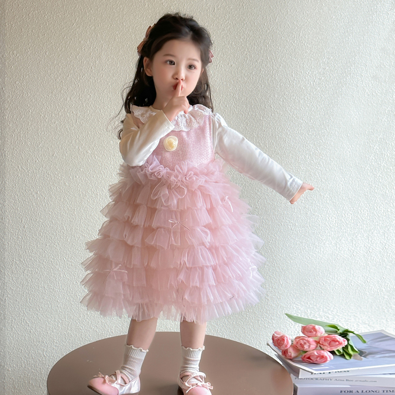 女宝宝蛋糕裙套装春秋新款儿童洋气女童公主裙两件套甜美小女孩潮