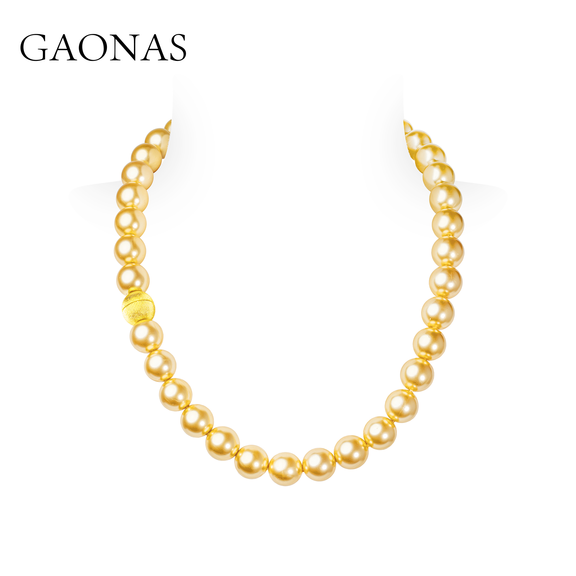 GAONAS 镀K金仿珍珠项链 贵气时尚臻奢12mm金色珠项链11786XGO