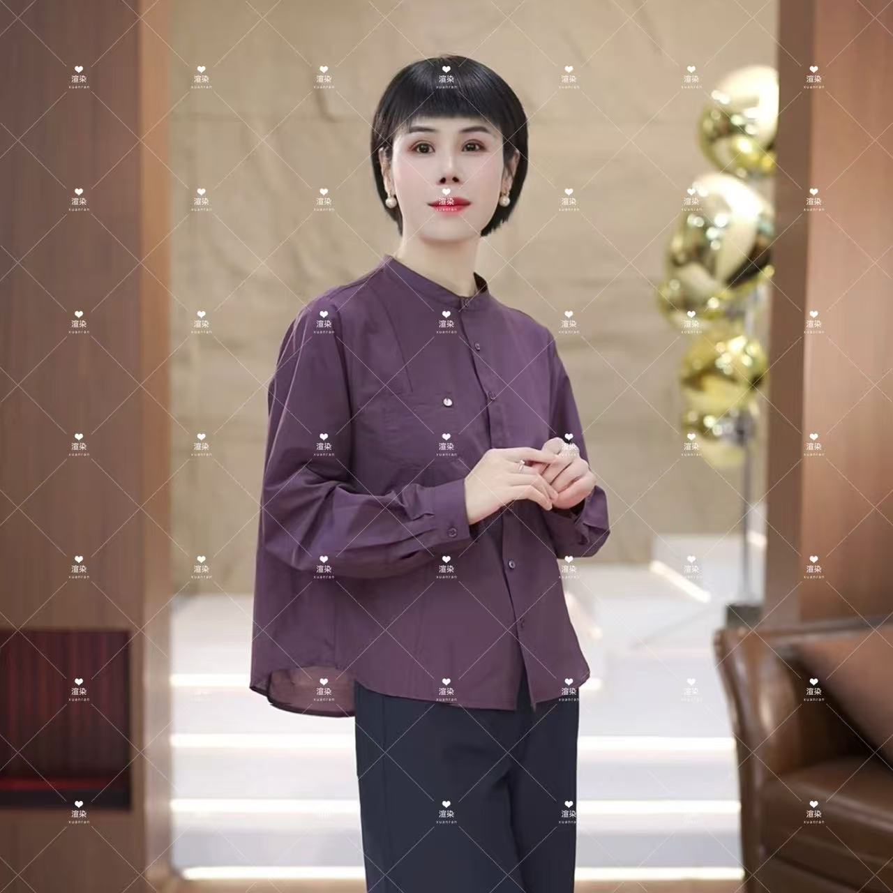 【渲渲推荐】QQ-86210早秋休闲竖纹口袋衬衣