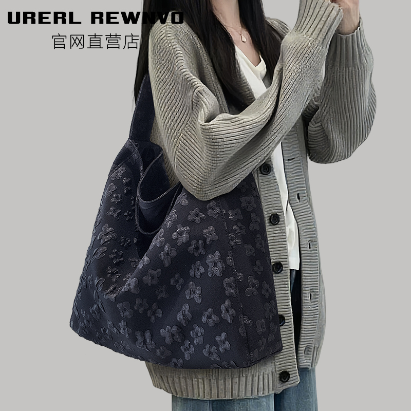 URERL REWNVO花朵托特包女2025新款大容量托特包帆布通勤单肩包