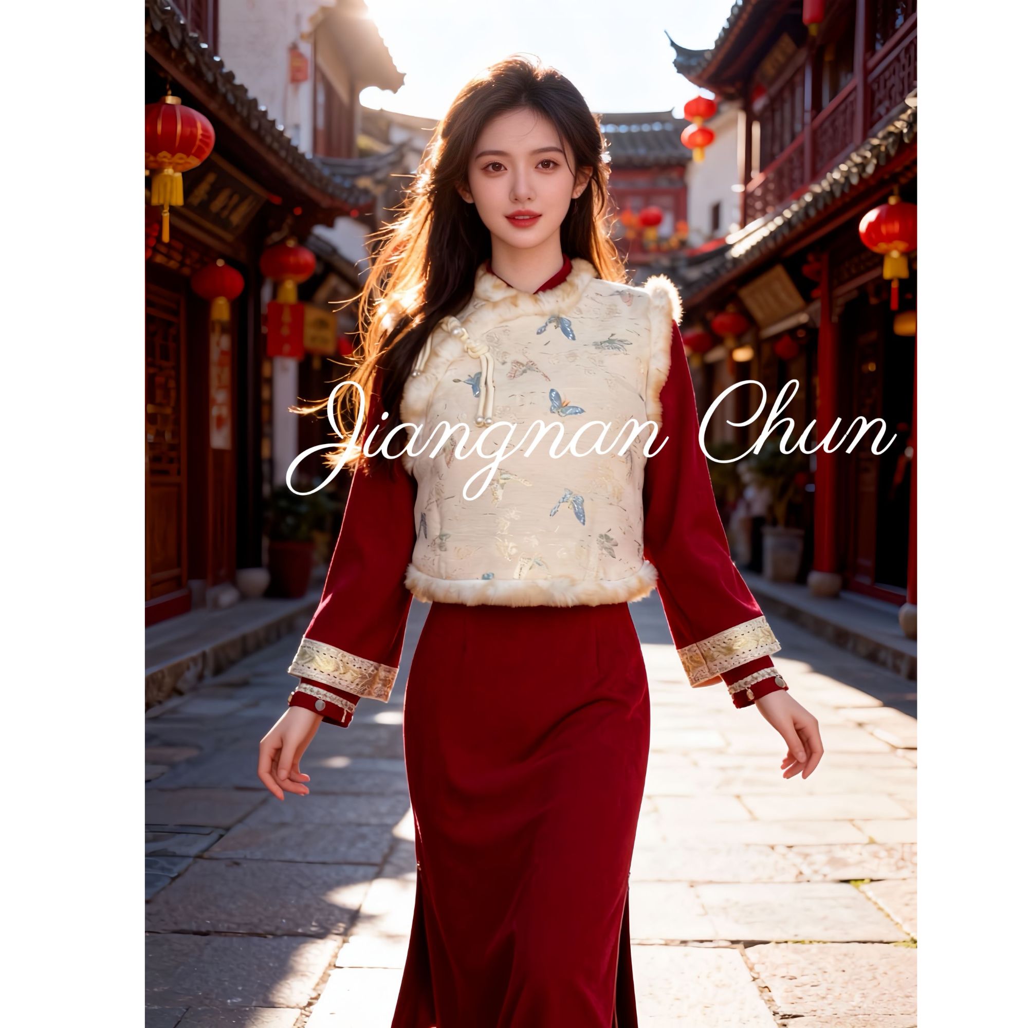 江南春【逢春】冬季新中式过年战袍马甲连衣裙加绒加厚年轻改良旗袍