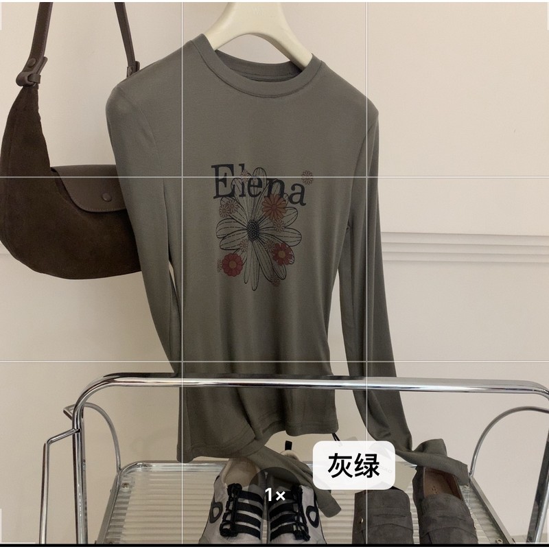 今年流行的爆款大码女装印花长袖t恤早秋新款修身百搭打底衫上衣