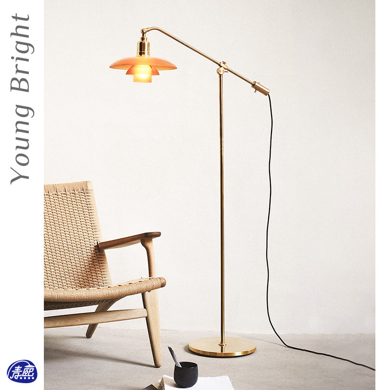 北欧丹麦ph3/2法式琥珀黄铜玻璃设计师客厅卧室书房沙发旁落地灯