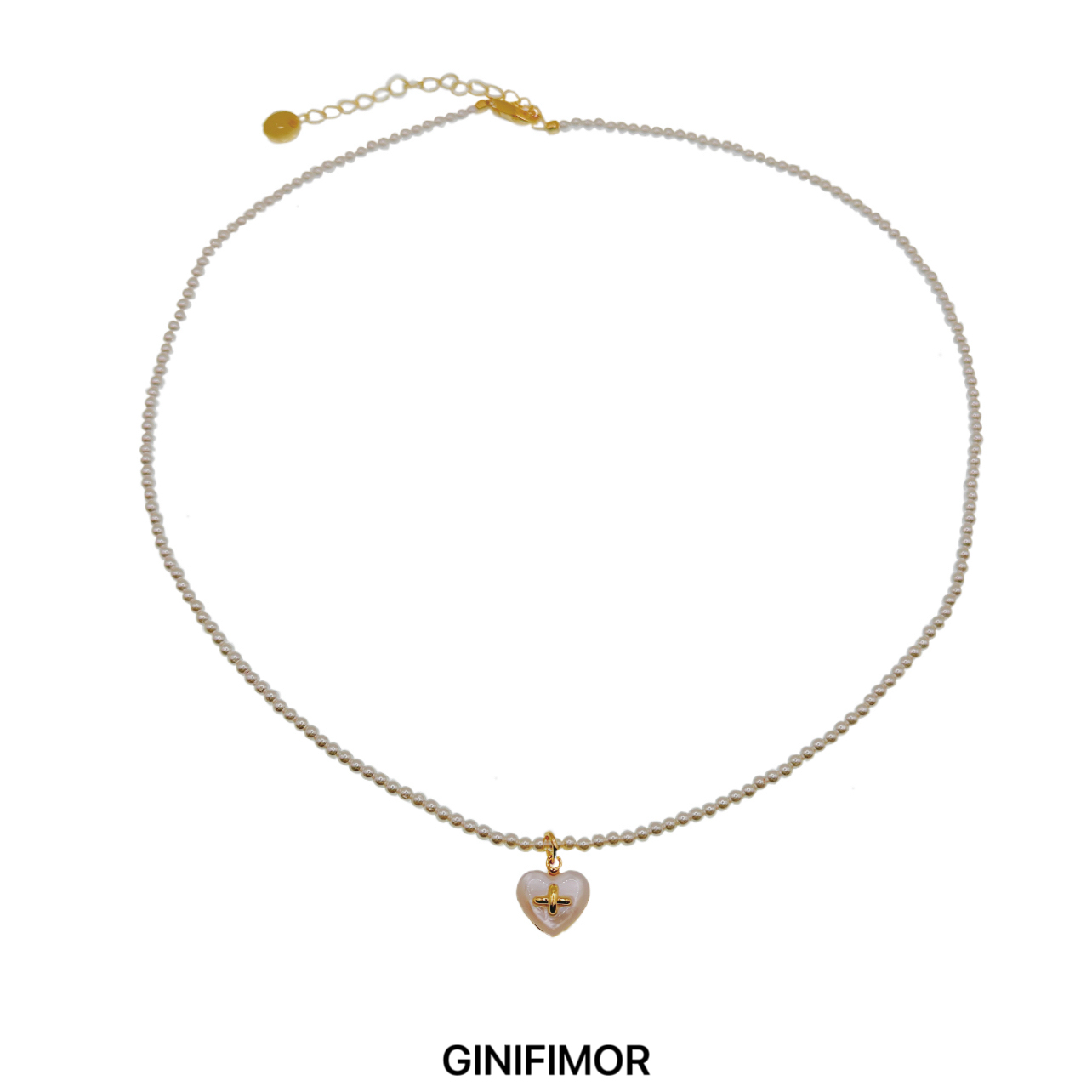 GINIFIMOR 铜仿珍珠项链 a559 小粒仿珍珠爱心时尚项链