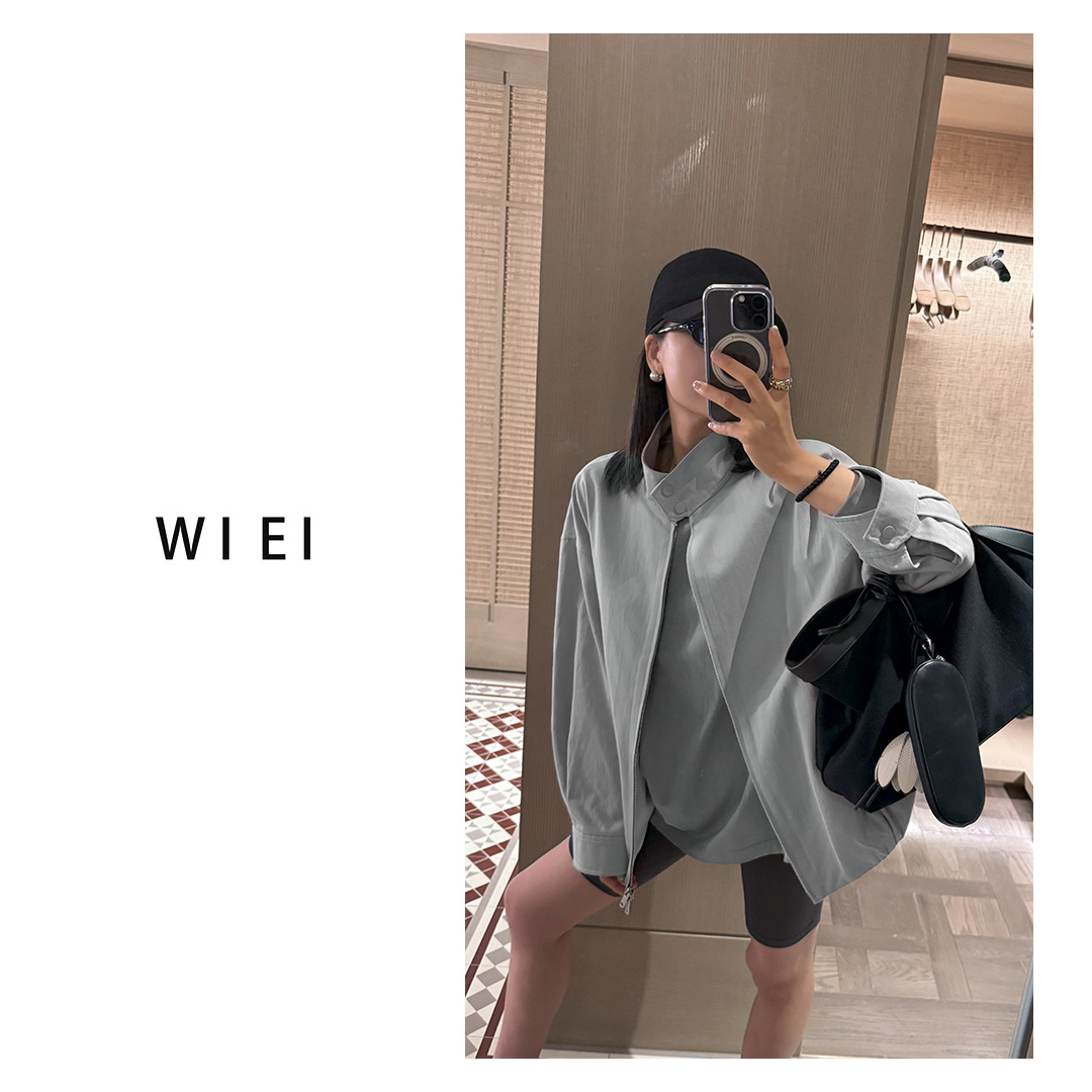 《WI EI》花苞夹克*纯棉松弛感立领廓形花苞双拉链外套W25306063