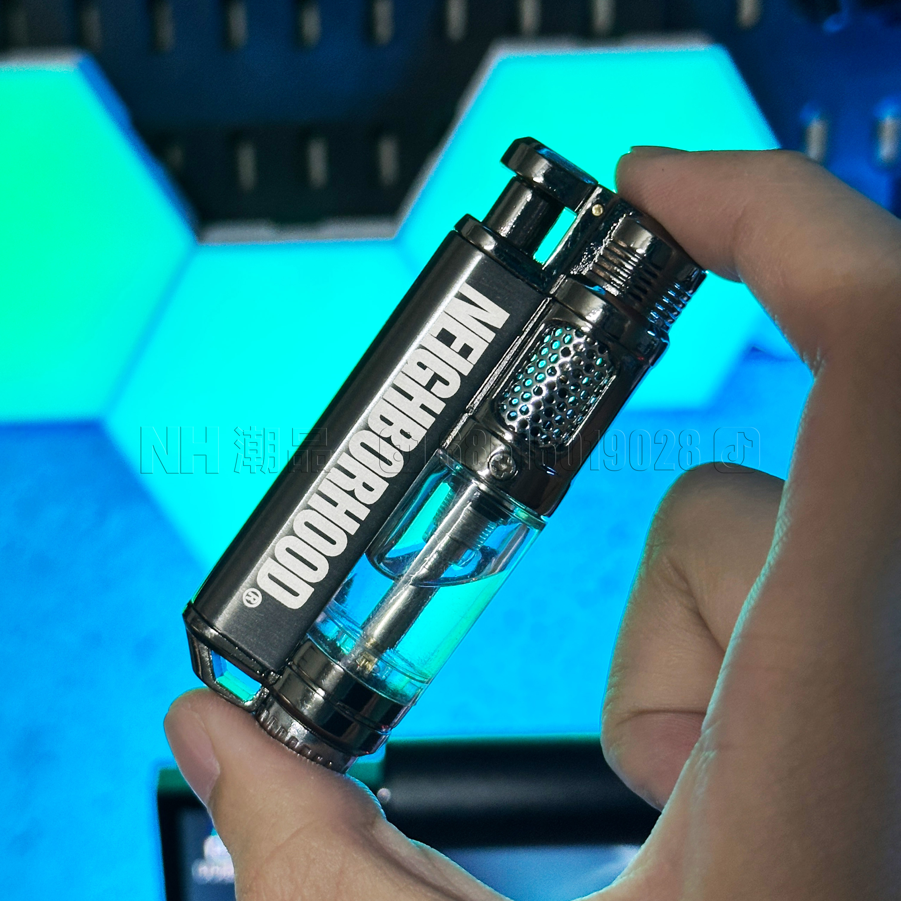 NBHD余文乐2025火爆款网红款透明气仓金属充气火机创意防风打火机