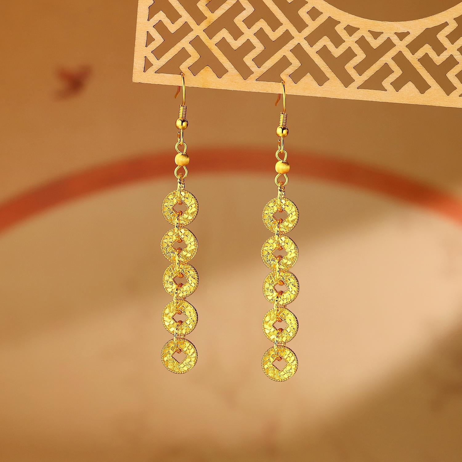 纯铜耳饰 2025新款五帝钱碎碎冰耳环女士小众气质耳钩送闺蜜礼物