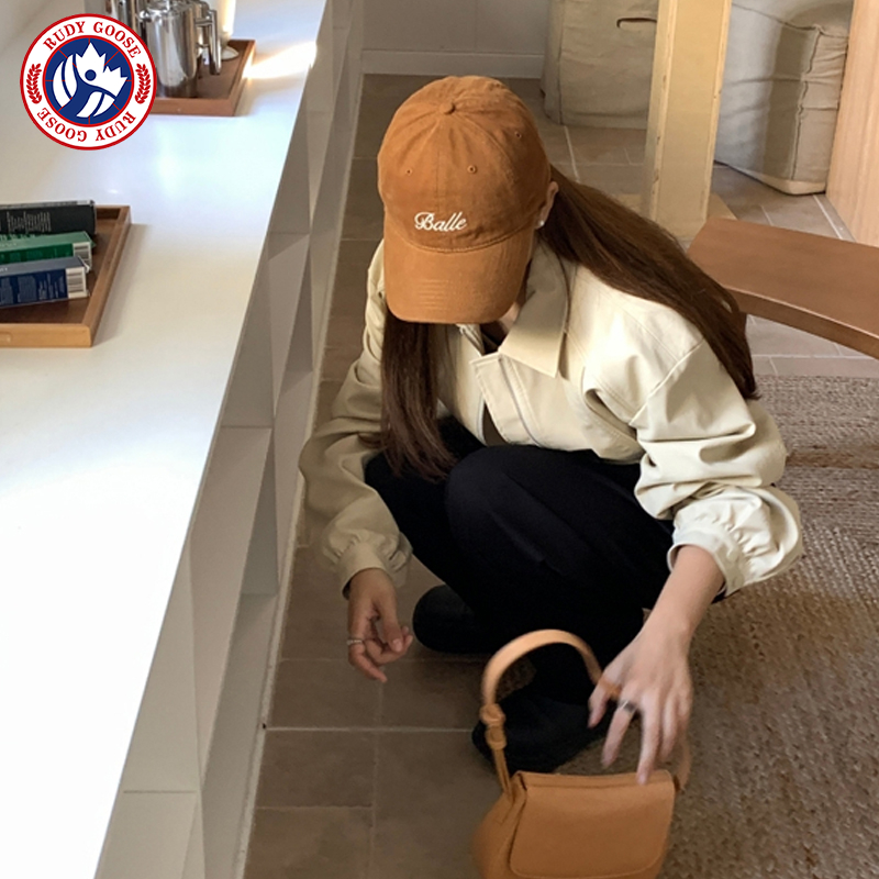 RUDY GOOSE韩系棕色鸭舌帽女秋冬大帽檐休闲棒球帽显脸小登山帽子