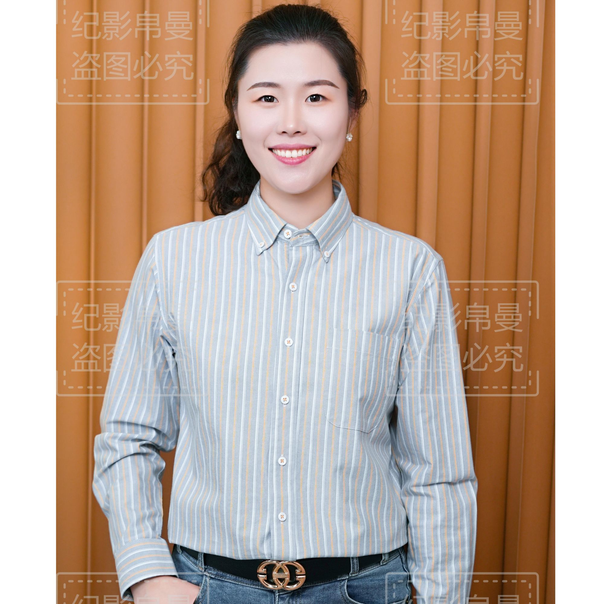 【长袖】100%纯棉牛津纺男士长袖衬衫春夏季条纹商务薄款休闲衬衫