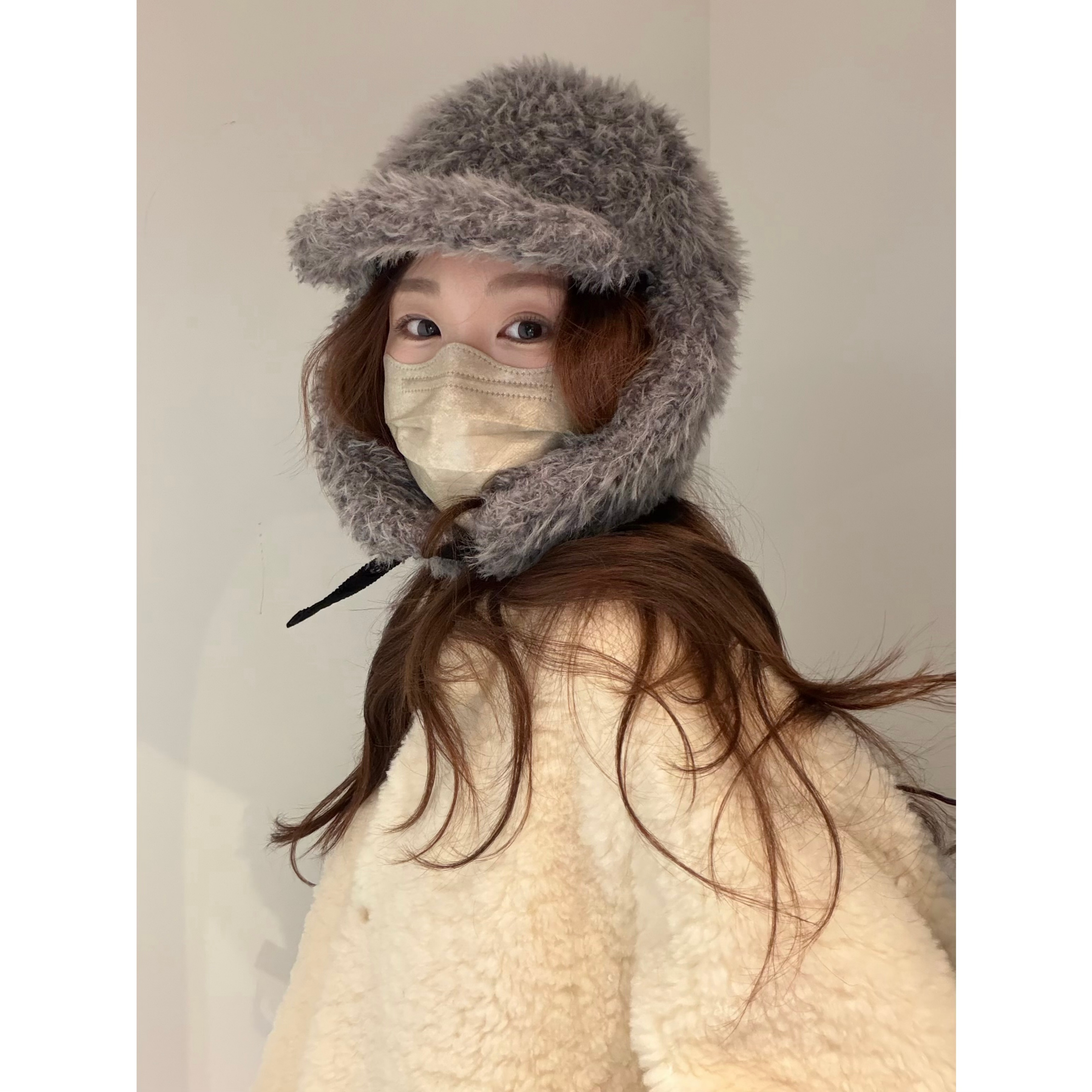 Jun 博主同款仿羊羔毛保暖护耳雷锋帽冬天保暖加厚长白山哈尔滨