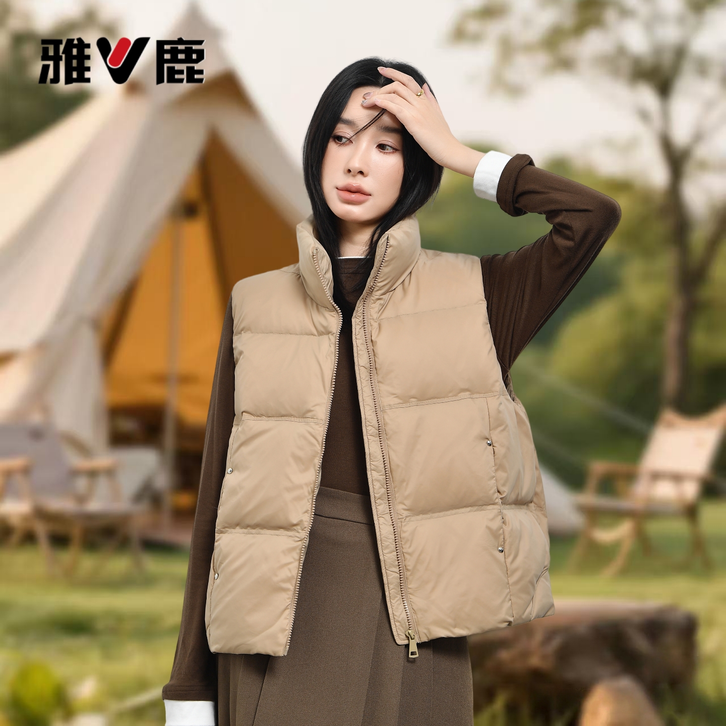 雅鹿2025款羽绒马甲女气质时尚短款洋气外穿无袖秋冬立领坎肩潮