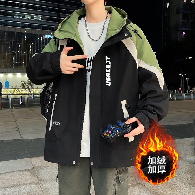 大码男装100-280斤秋季新款青少年夹克男女生港风宽松学生外套