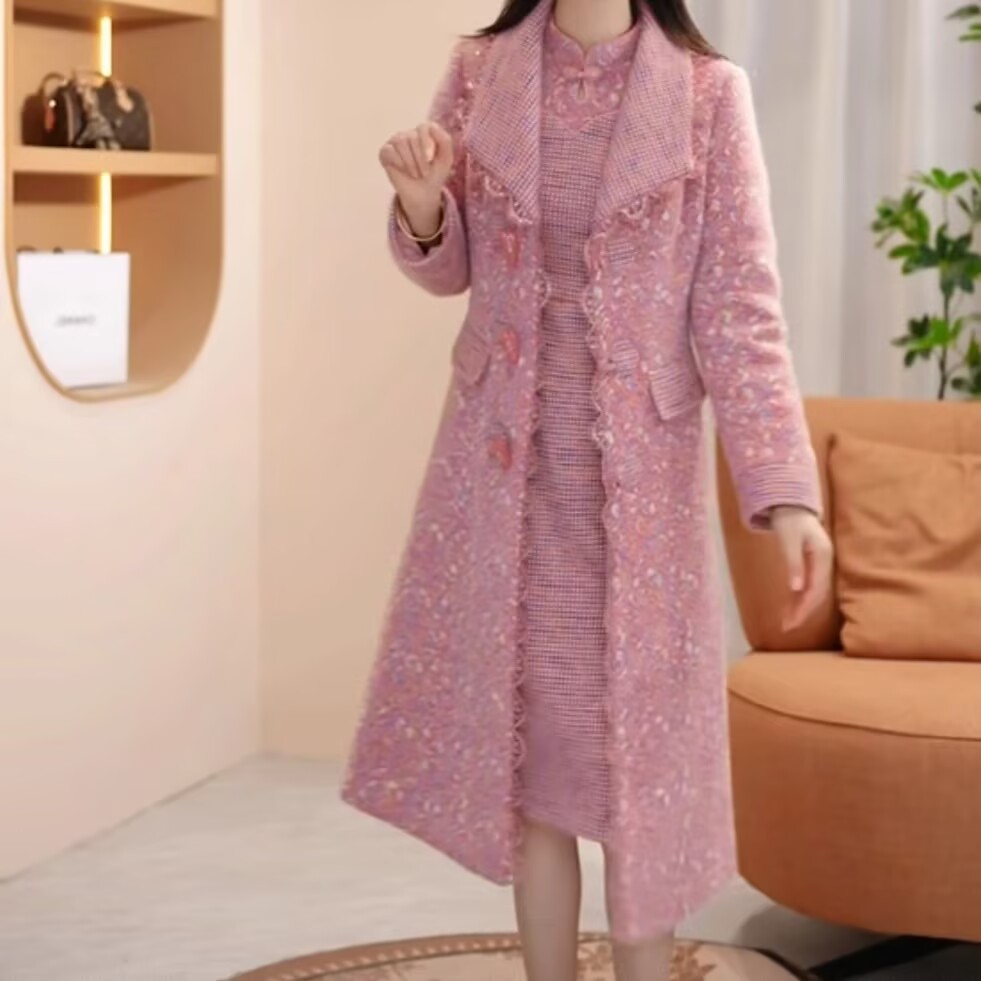 2025年冬季新款气质LY357优雅百搭减龄洋气修身两件套连衣裙