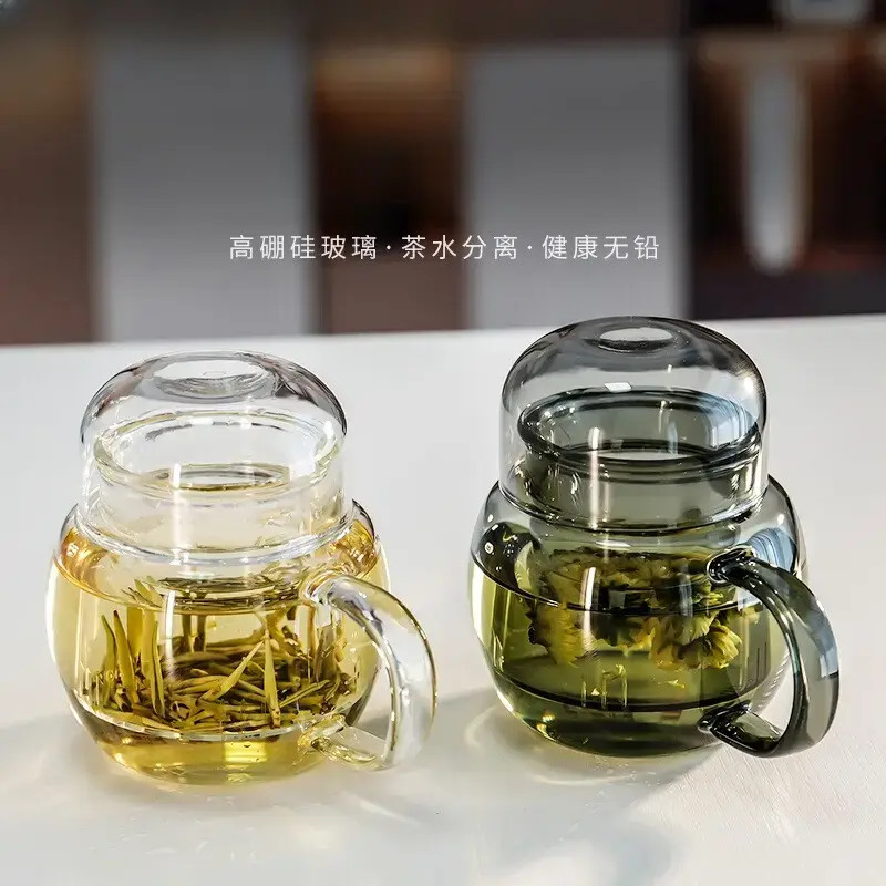 2026年新款胖墩壶玻璃茶杯加厚带盖泡茶壶高硼硅玻璃杯家用款水杯