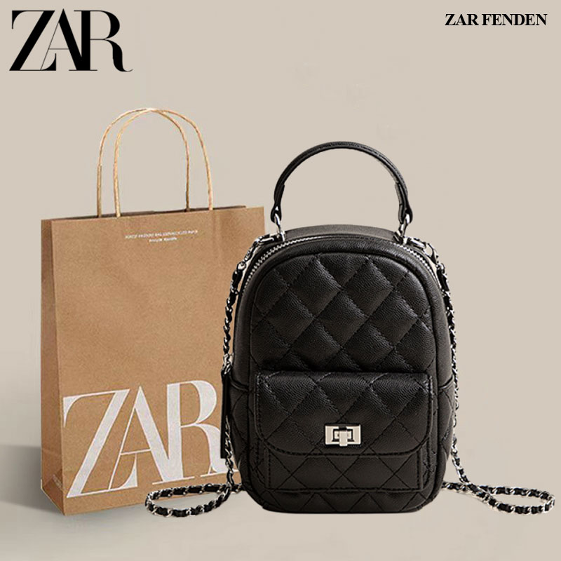 ZAR FENDEN【云雾山茶】高级感菱格双肩包包女2025新款时尚百搭包