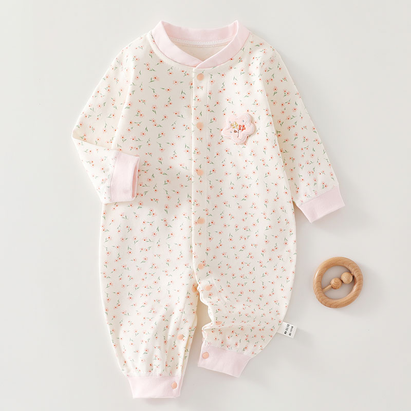 【高档】无骨纯棉婴儿连体衣新生儿哈衣爬服0-12个月宝宝四季打底衫