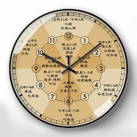 FAVMARTHA.中医药店理疗挂钟养生馆时钟十二时辰电波钟表子午流注