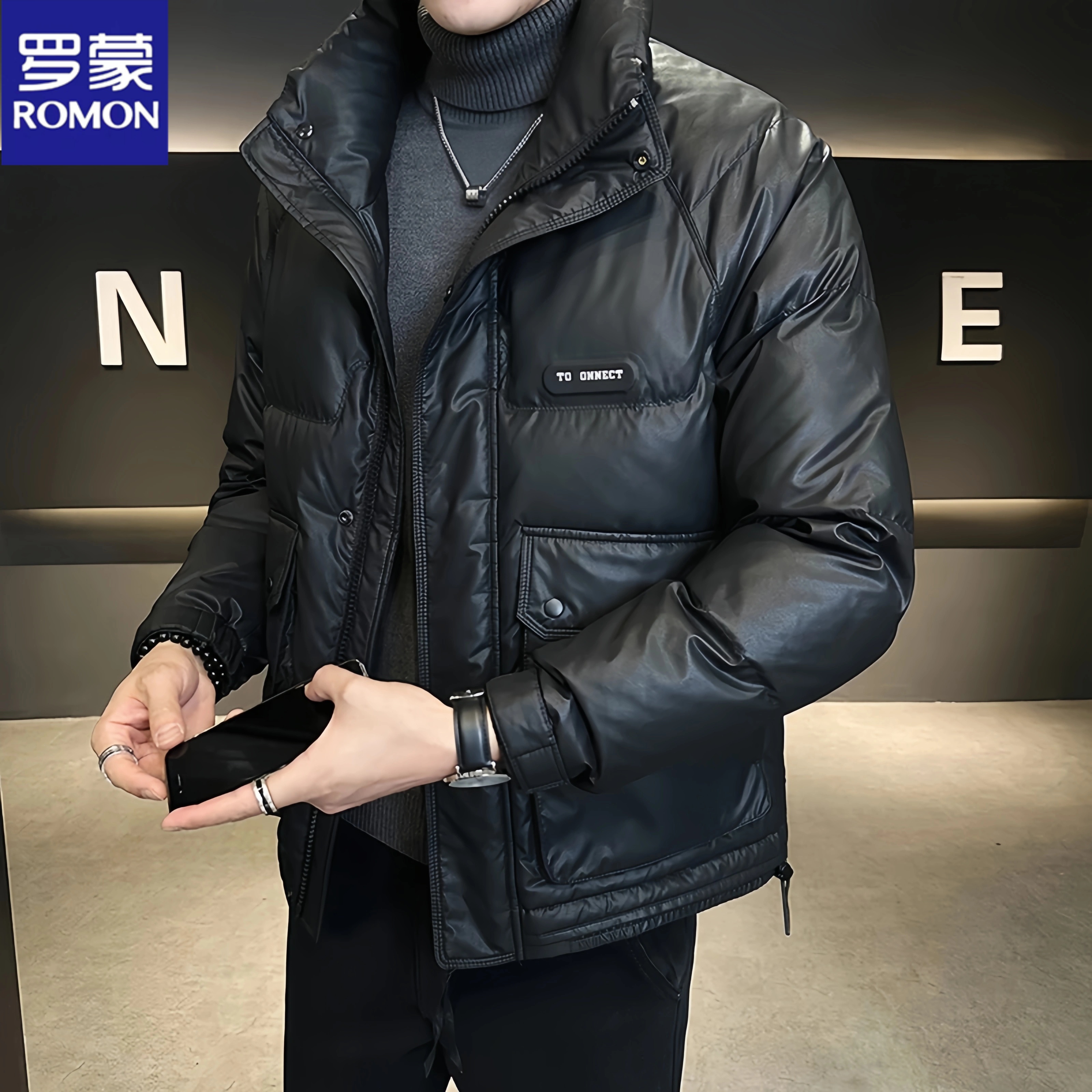 Romon/罗蒙男士羽绒服外套商务休闲冬季新款百搭保暖加厚短款夹克