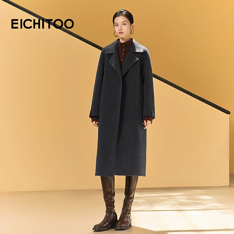 爱居兔骆驼绒牦牛绒双面呢大衣2025年冬季新款女外套EWDSJ4Q006A