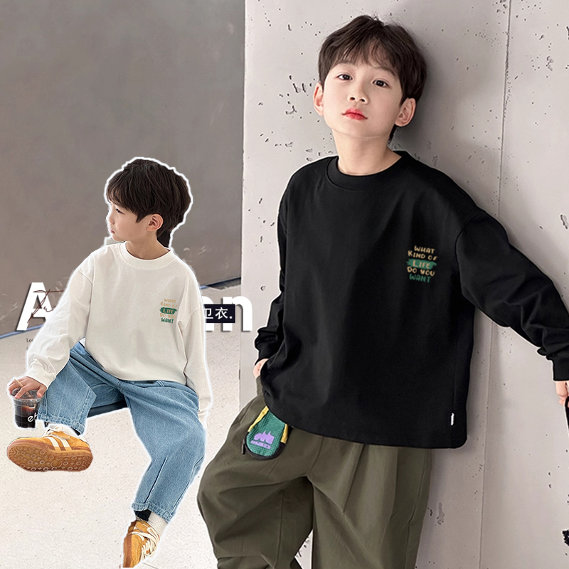 童装纯棉男童长袖t恤春秋款中大童男女孩打底衫儿童宽松休闲上衣