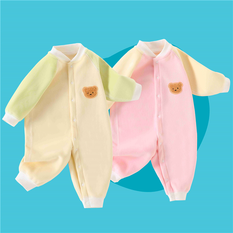 婴儿衣服秋冬季连体衣加绒加厚外出服新生儿保暖睡衣冬装宝宝哈衣