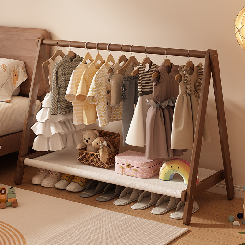 衣架子落地式家用简易儿童衣帽架可折叠卧室床头挂衣服小型不占地
