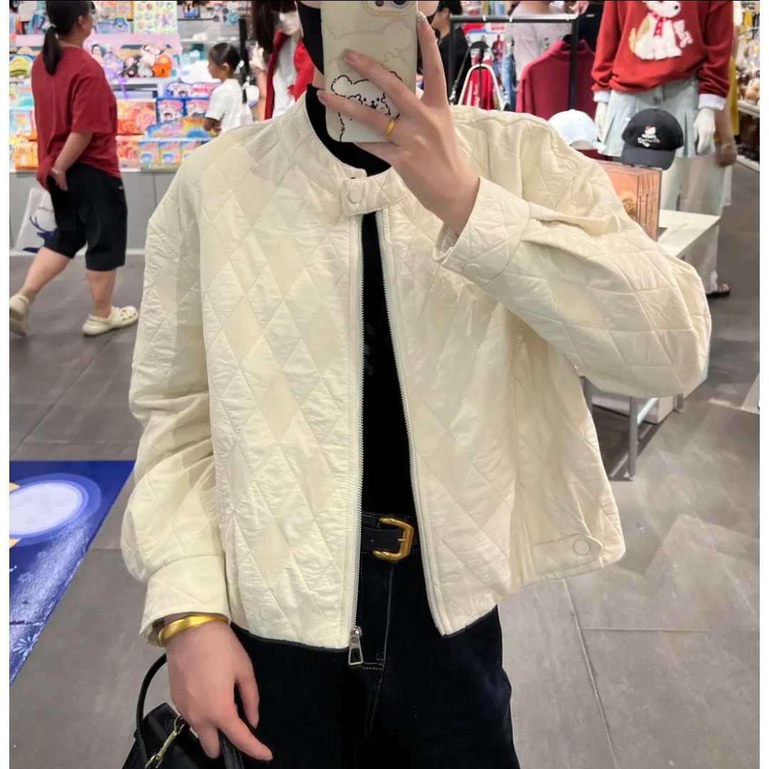 高级感菱形格加厚外套女2025秋季新款韩系宽松显瘦棒球服上衣潮
