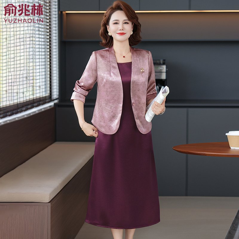 俞兆林喜婆婆婚宴礼服平时可穿2025新款妈妈端庄大气两件套连衣裙