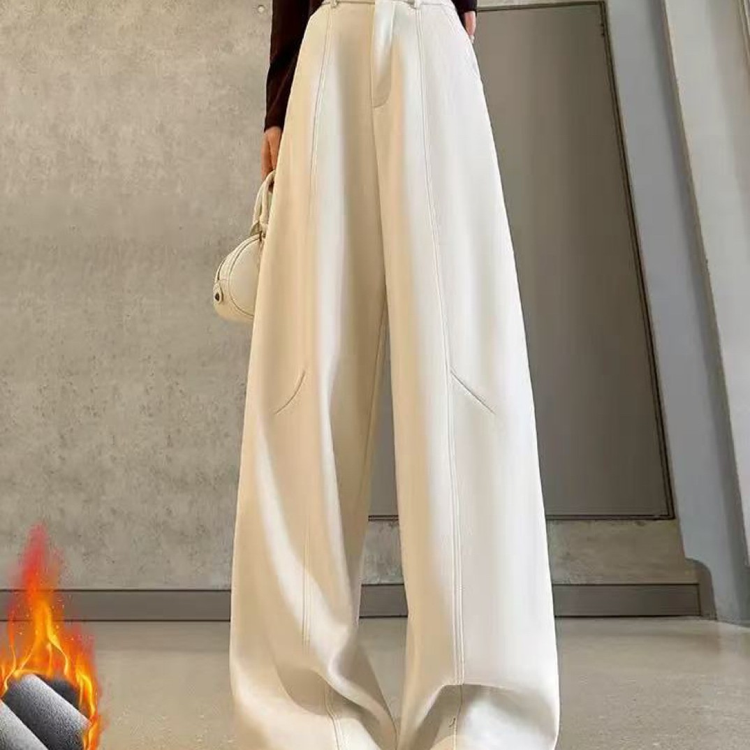 【羊毛蚕丝+运费险】秋冬新款阔腿弯刀裤厚款慵懒风休闲裤女裤子ZY