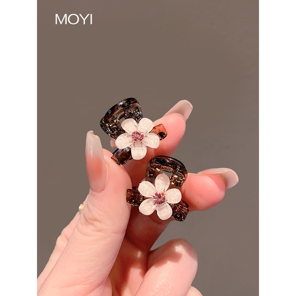 气质甜美撞色水钻花顶夹时尚小巧刘海碎发侧边夹抓夹高级感发夹女