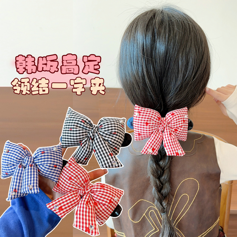 儿童发饰气质蝴蝶结一字夹盘发神器小女孩洋气发饰半扎马尾发夹