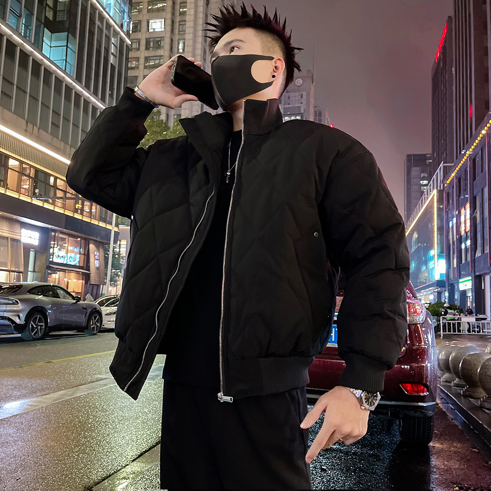 黑色立领短款棉衣男款外套冬季新款加厚保暖设计感小众男棉服袄子