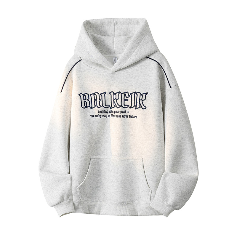 原创2025秋冬潮牌字母刺绣加绒加厚连帽卫衣男生休闲宽松百搭