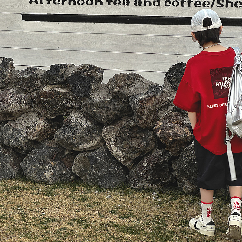 清仓！男童夏装t恤8-16岁初中生学生男孩衣服短袖宽松夏季儿童裤子