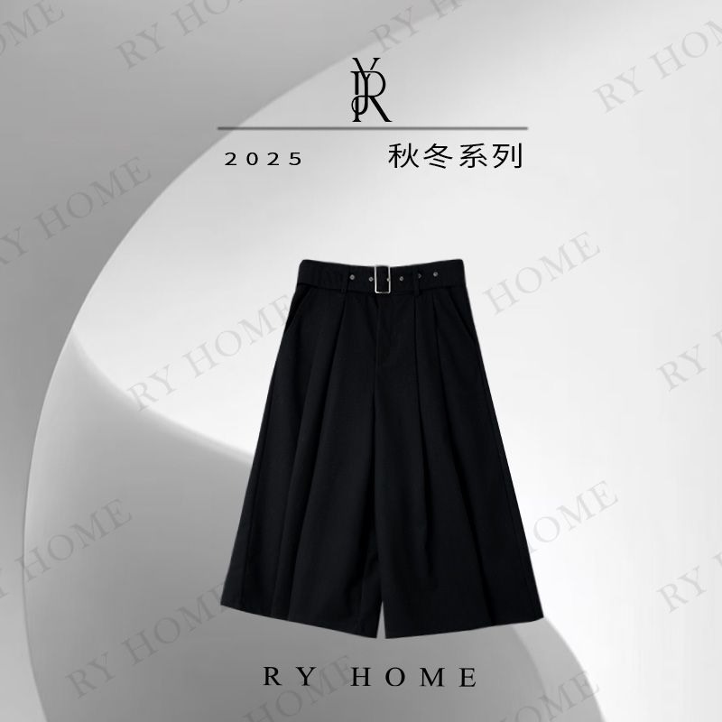 【容雨RYHOME】羊毛混纺西装老钱风褶皱垂感阔腿裙裤253K2895