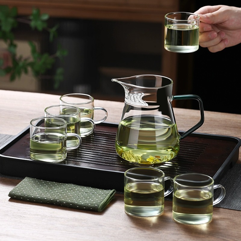 加厚玻璃月牙公道杯茶漏一体大容量带滤网分茶器高硼硅耐热泡茶器