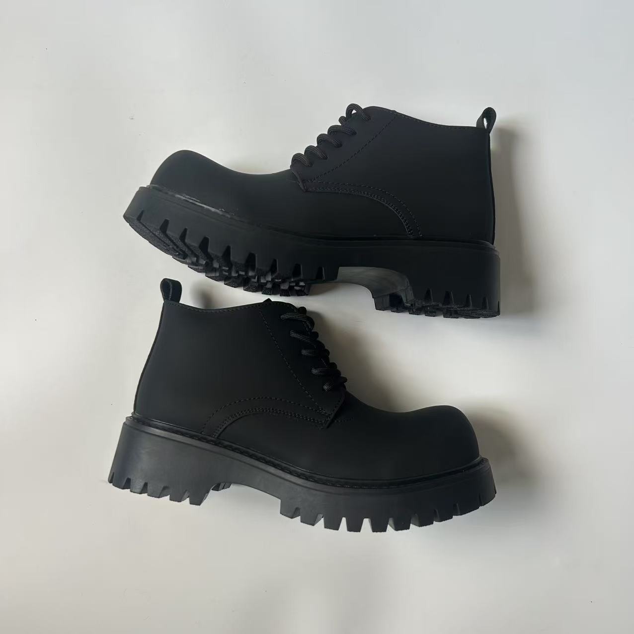 马丁靴时尚复古厚底增高高帮潮流皮鞋小众潮流大头冬季加绒德比鞋