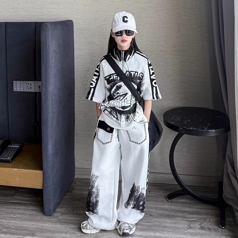 女童夏装潮酷运动休闲套装大儿童又酷又飒童装女孩夏装街舞表演服