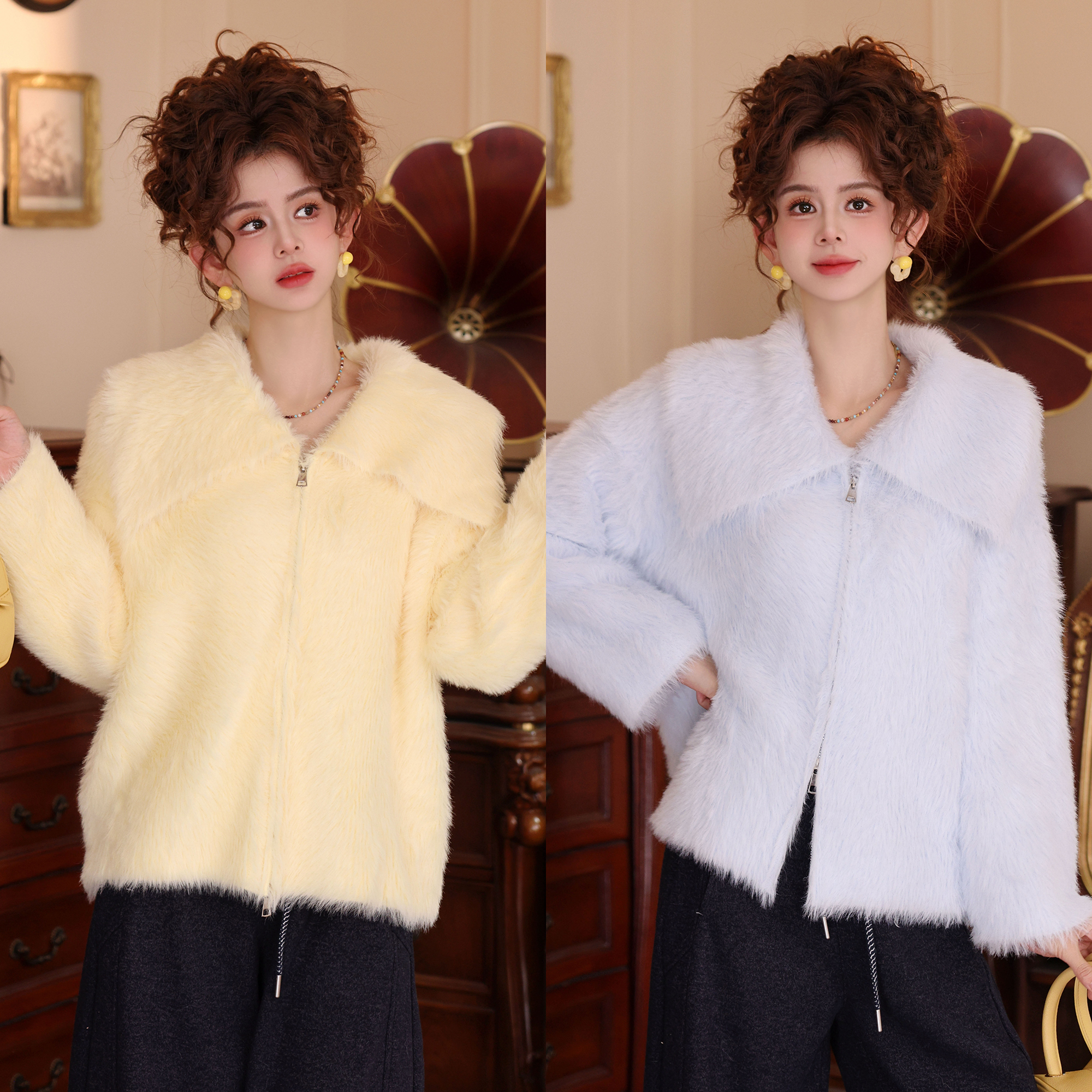 陈大器【星垂平野】港风复古秋冬毛流针织宽松百搭毛衣JM2477778