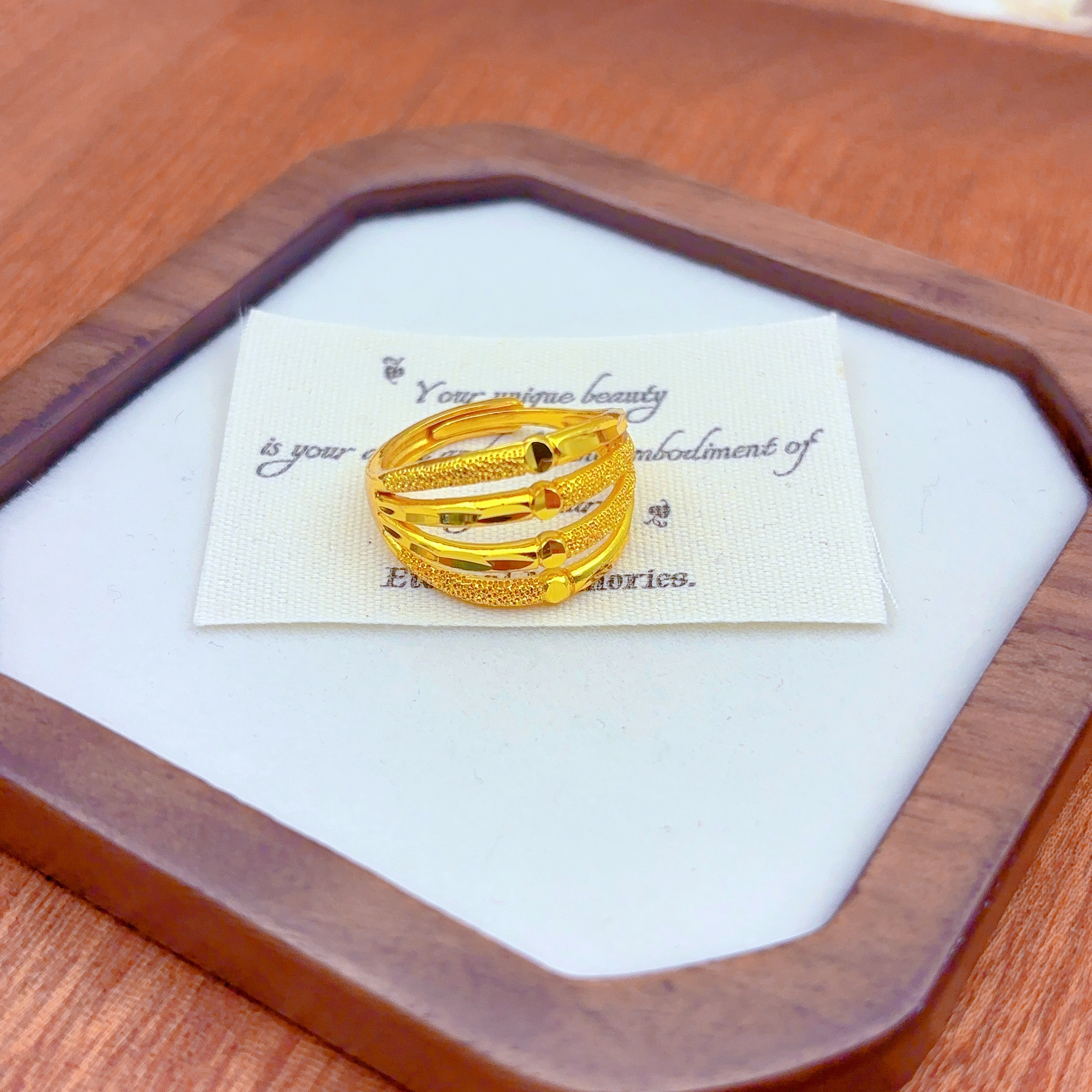 铜合金戒指 戒指金色时尚百搭送女友509-14-5欧美复古轻奢气质