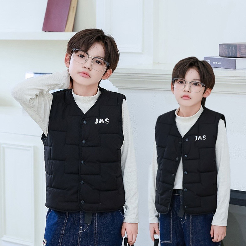 儿童加绒棉马甲男童中大童加厚保暖背心2025秋冬新款内穿校服神器